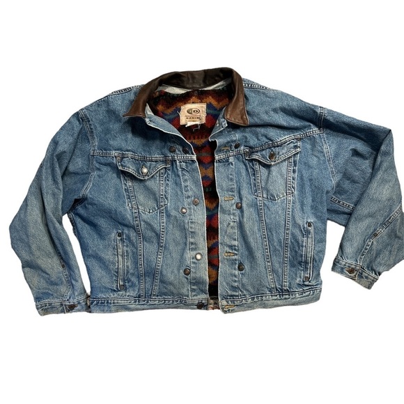 Vintage International Denim Trucker’s Jacket‎ Wool Blend Liner Rainbow Fed  XXL - Picture 2 of 6